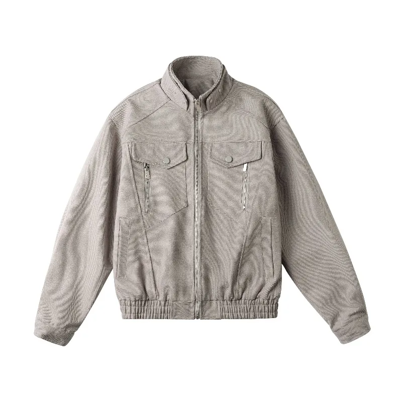 

New 2025 Men's Casual Thickened Retro Winter Jacket Streetwear Windproof Warm Outerwear Black Stand Collar Zipper Coat Men