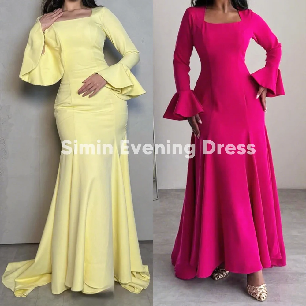 

Simin Women's Square-Neck Bell Sleeve Mermaid Saudi Evening Dress Elegant Gown Floor-Length Dresses for Special Occasions 2025