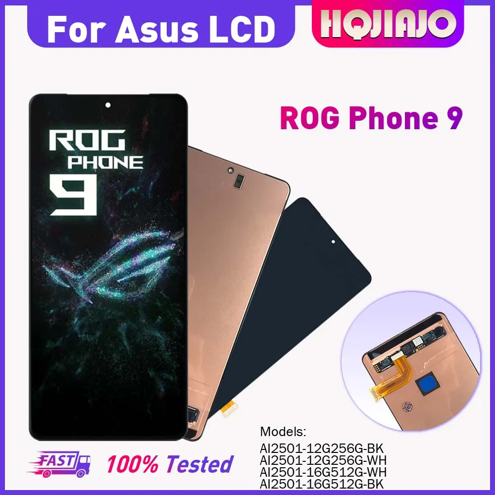 6.78'' AMOLED LCD For Asus ROG PhONE 9 AI2501-12G256G-BK Display Touch Screen Digitizer Assembly Replacement phone 9 100% Tested