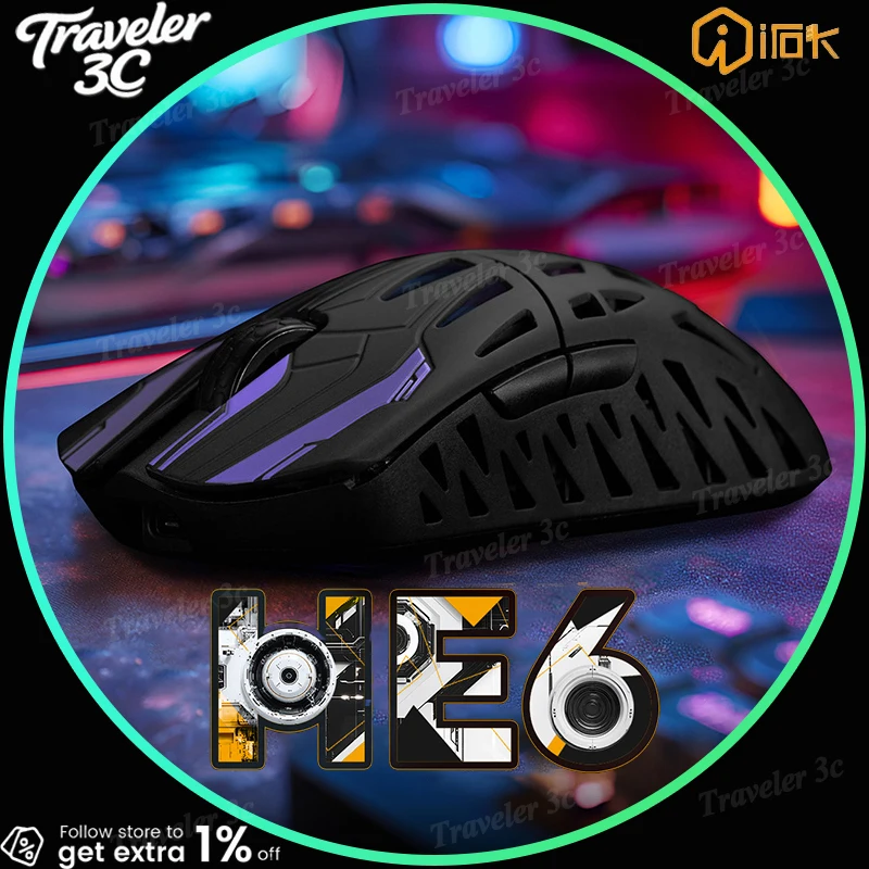 

Распродажа Irok He6 Ultra Gaming Mouse Три режима Paw3950 Легкая мышь из углеродного волокна по индивидуальному заказу 500 мАч Valorant Csgo Fps Game PC