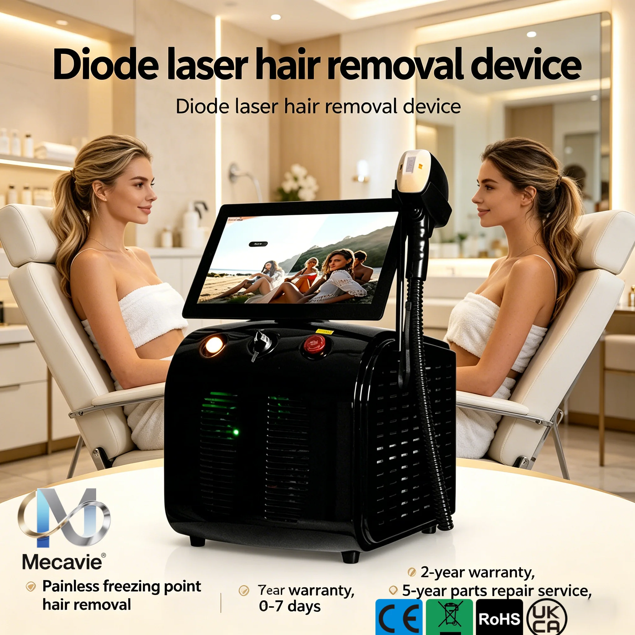 

4 Wavelength 755 808 940 1064nm Diode Laser Hair Removal Ice Titanium Cooling Painless Permanent Epilator For Beauty Salon US EU