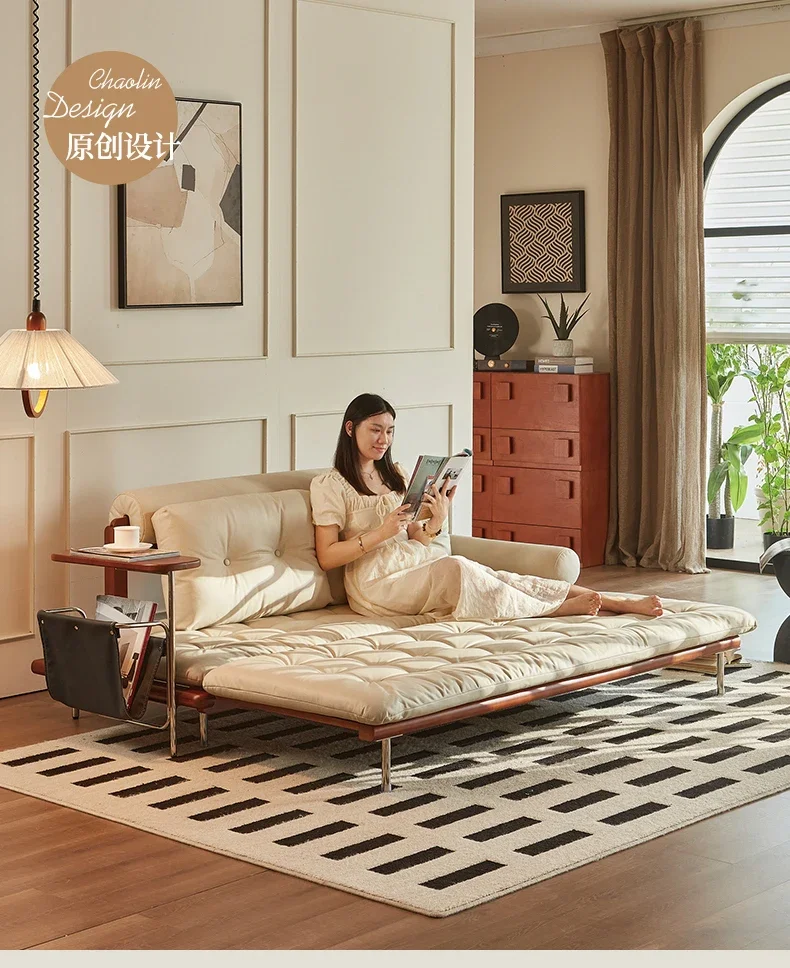 Folding sofa bed dual-purpose sofa bed solid wood retractable bed