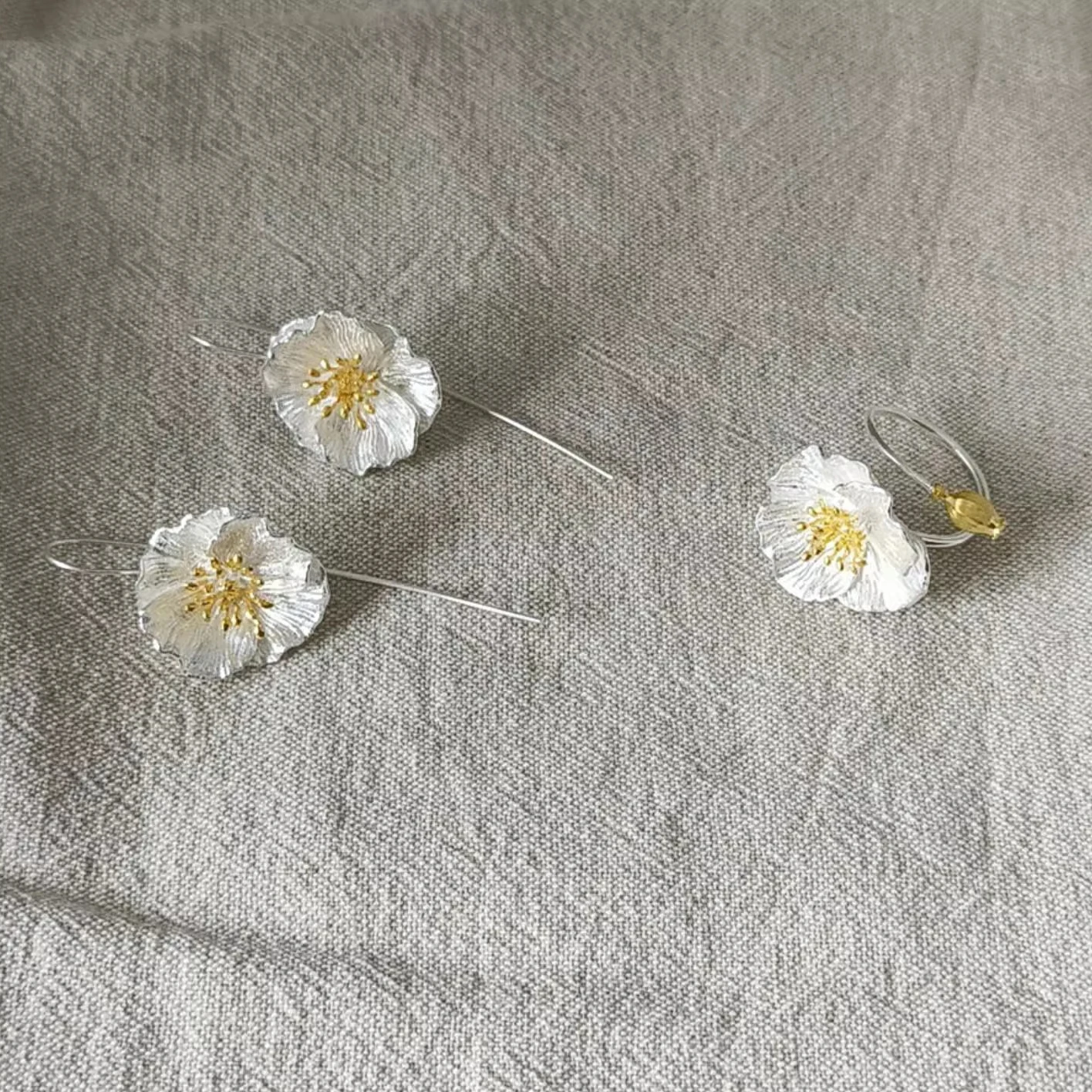 Nowe kolczyki sztyfty ze srebra próby 925, Vintage, kwiatowy haczyk, złoty kolor, elegancki dla kobiet, dziewczyny, prezent, biżuteria Dropshipping, hurtownia