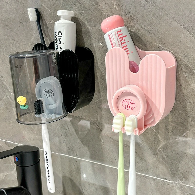 칫솔 보관함, 욕실용 벽걸이형 전동 칫솔 및 양치컵 보관함