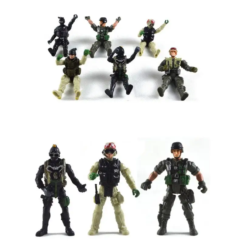 ทหารFigurines 6 ชิ้นสะสมทหารรุ่นอุปกรณ์เสริมปลอดภัยMini Action Figureเล่นชุดการศึกษาของเล่นเด็ก