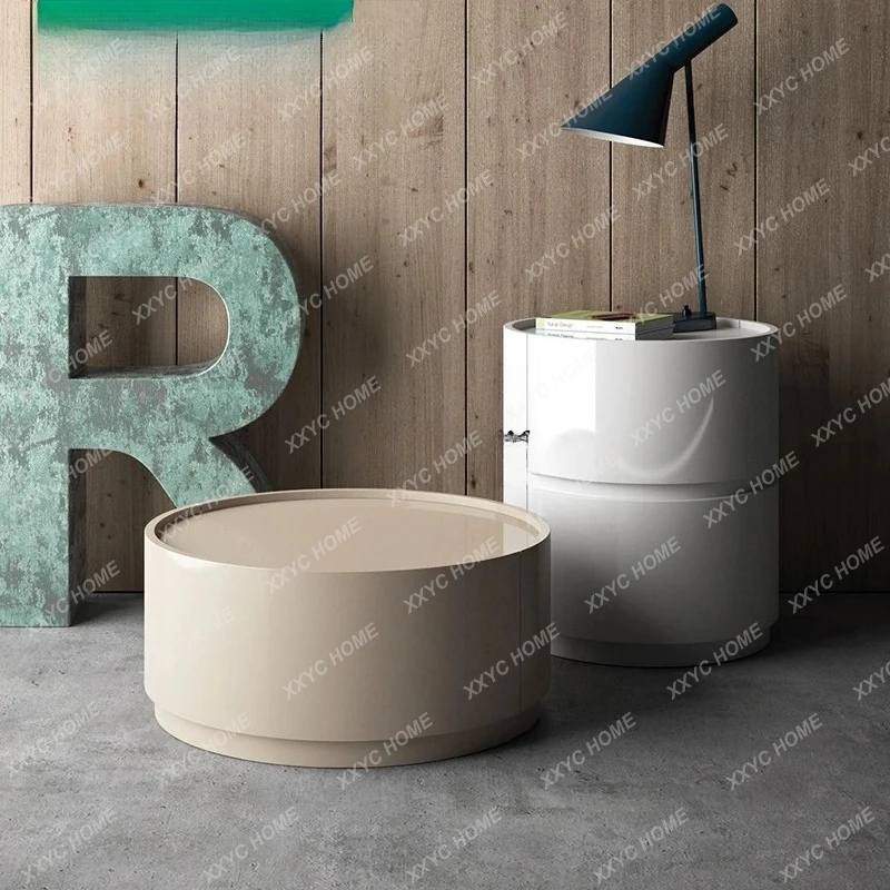 Modern minimalist round bedside table Italian minimalist bedroom locker