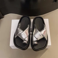Women's Platform Thick-Soled Slippers for Outdoor Wear, 2026 Summer New Style, High-End Fashion Slip-On Trendy French Beach Sandals
