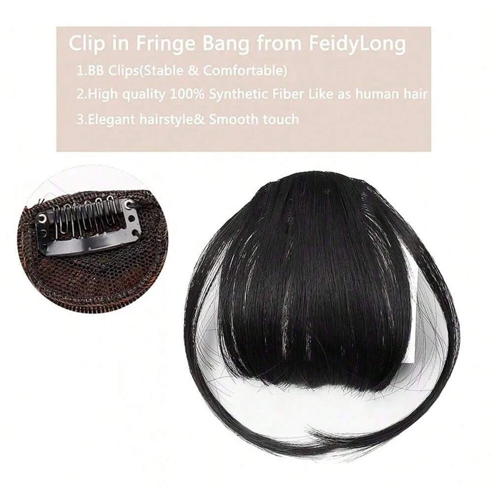 Synthetic Air Bangs Natural Short Brown Black Fake Hair Fringe Extension 1 Clip In Hairpieces Accessories For Women Girl