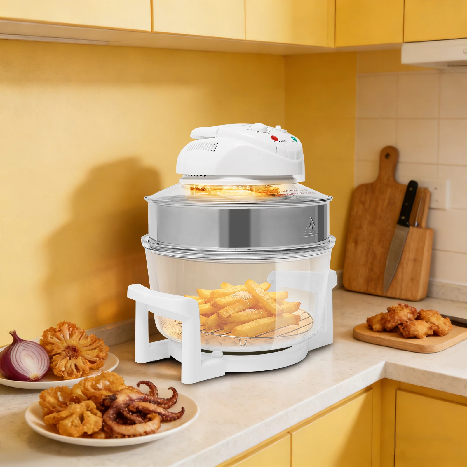 

Стеклянная аэрофритюрница 17,96 л, 32-482 ℉ Контроль температуры 360° ° Аэрофритюрница с прозрачной крышкой и расширительным кольцом для дома, кухни и ресторана