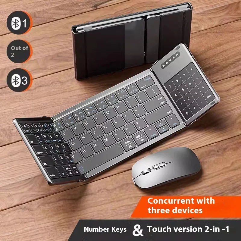 Folding Keyboard foldable Bluetooth keyboard with touchpad Wireless keyboard and mouse number portable keyboard phone touch pad