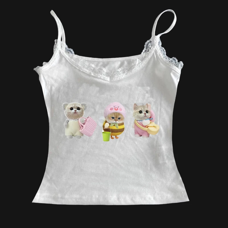 2025 Novo produto para primavera e verão y2k cruz estilo doméstico puro desejo pequena alça de renda picante menina sexy top