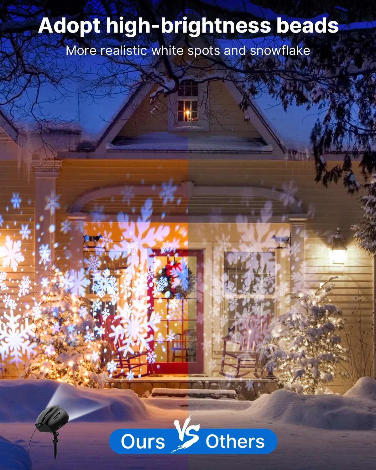 Новинка 2023 года, рождественский проектор для снегопада, освещение в форме совы, уличное освещение, пейзаж, динамическая светодиодная проекционная лампа в виде снежинки