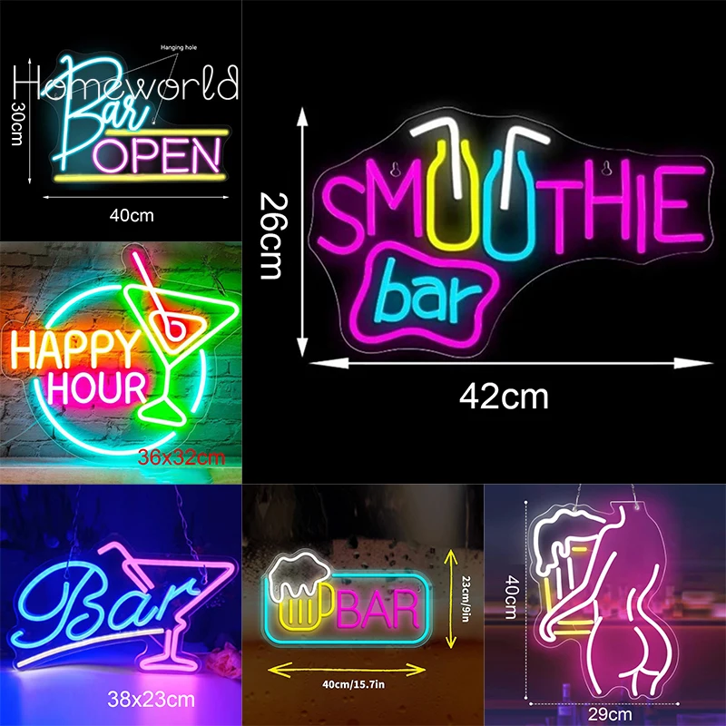 

Smoothie Bar Neon Sign Lights Custom LED Beer Mug Neon Decor Shop Hotel Bedroom Resaurant Nightclub Party USB with Dimmer