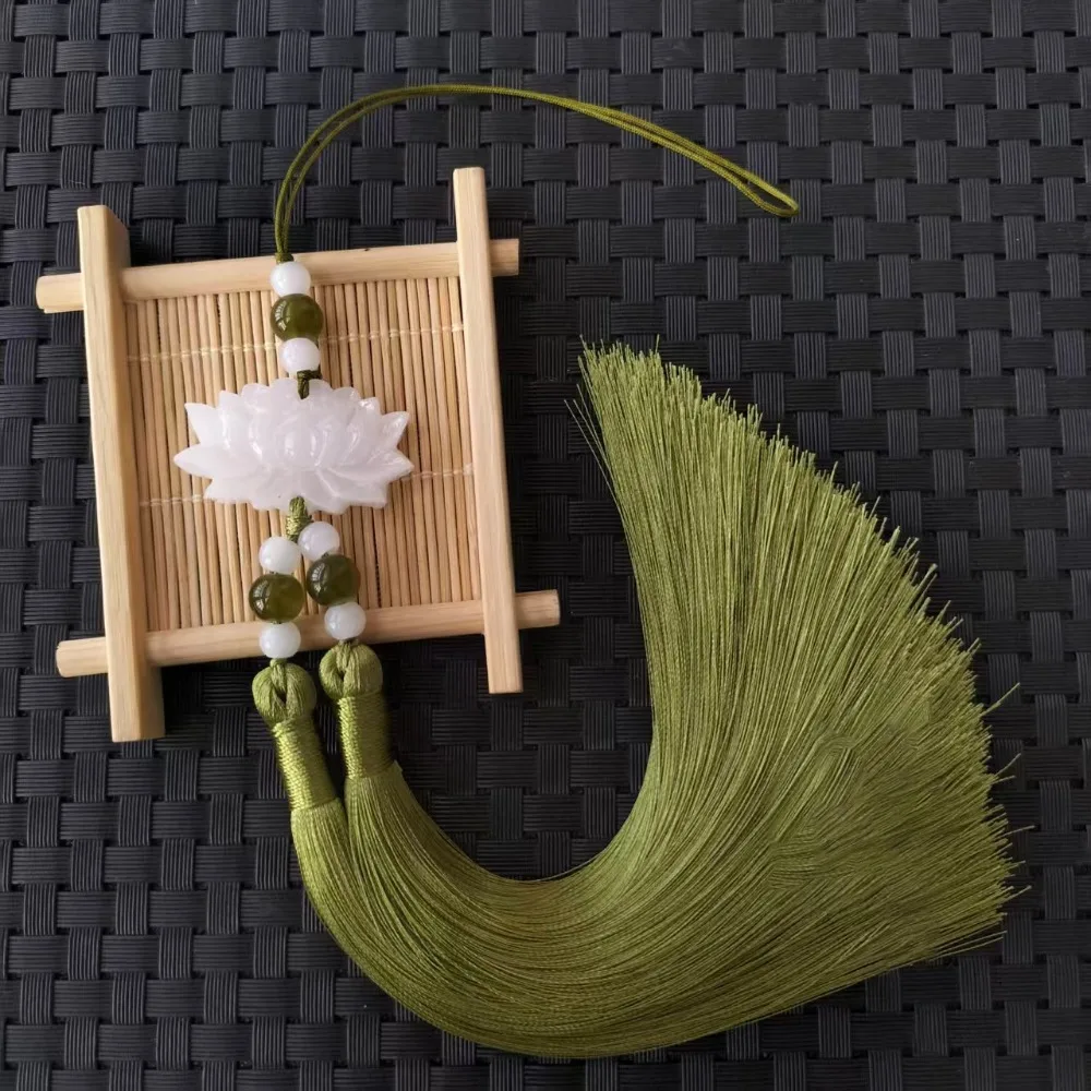 

Пластиковый/полимерный подвесной декор в виде лотоса для ханьфу, с двойными кисточками, для украшения талии, этнический стиль