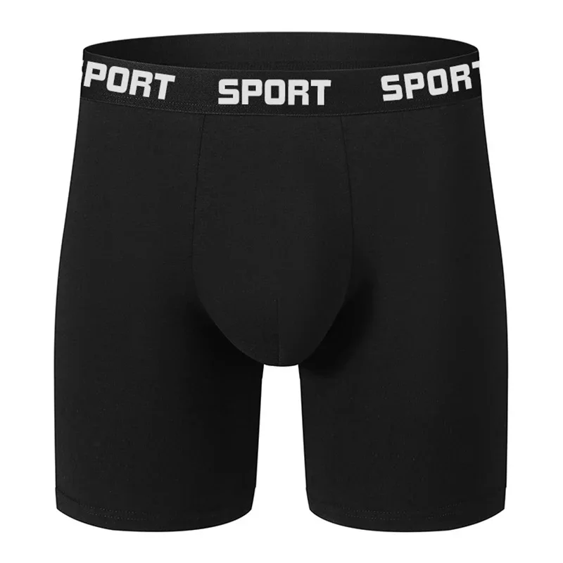 Men's Underwear Mid Waist High Elastic Sports Flat Corner Shorts Comfortable Solid Underpants Fungi-Proofing Long Men Panties image 4