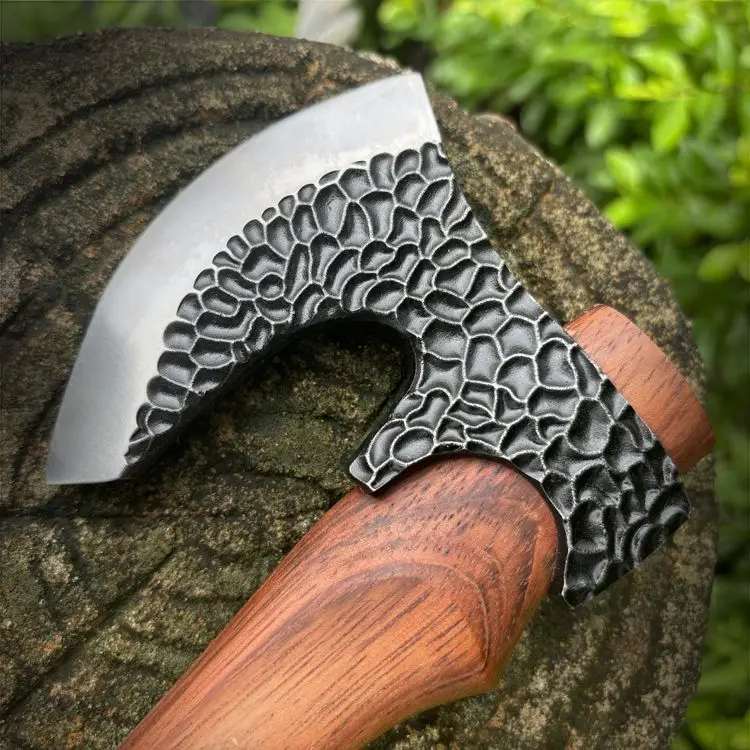 

new Multi Functional Outdoor Manganese Steel Hand Forged Tactical Axe Sandalwood Handle Outdoor Camping Logging Cutting EDC Tool