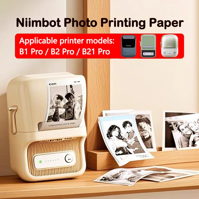 Niimbot B1 Pro/B2 Pro/B21 Pro Photo Printing Paper Decorative Sticker with Adhesive Backing White Black Printing Thermal Paper