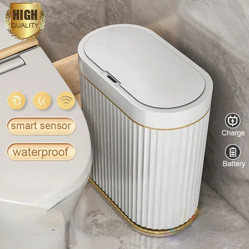 

7L/9L Trash Can Sensor Automatic Household Trash Bin Bathroom Storage Bucket Toilet Waterproof Narrow Trash Can Kitchen Garbage