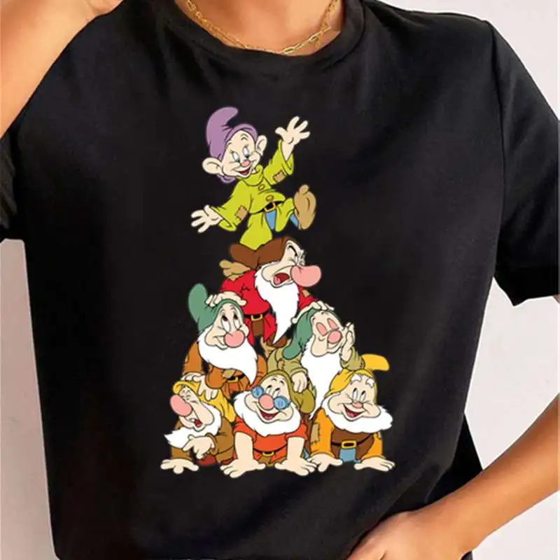 Mulheres Disney Princess T-shirt, Branca de Neve, Os Sete Anões, Moda Harajuku, Roupas Femininas, Streetwear