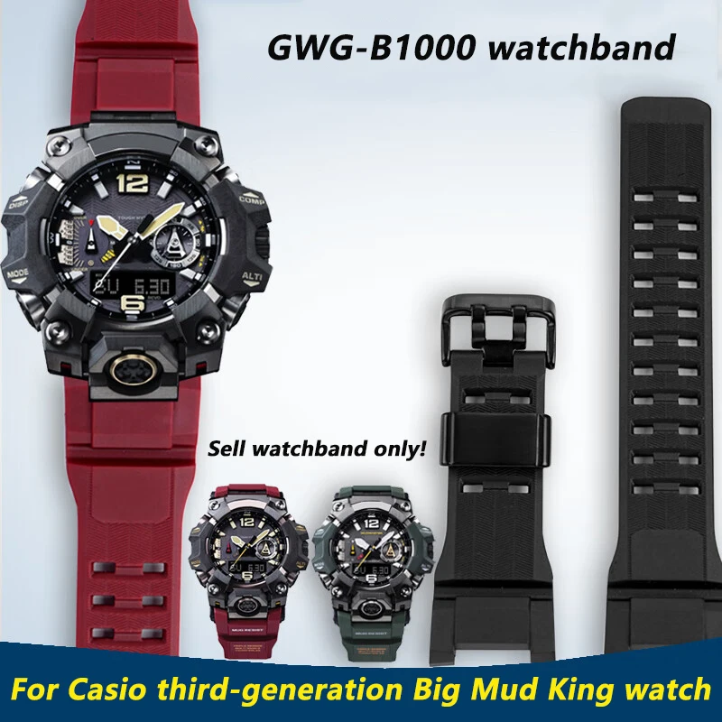 GWG-B1000 Resin waterproof watch band for Casio Big Mud King 3rd generation GWG-B1000 series rubber watch strap men’s bracelet
