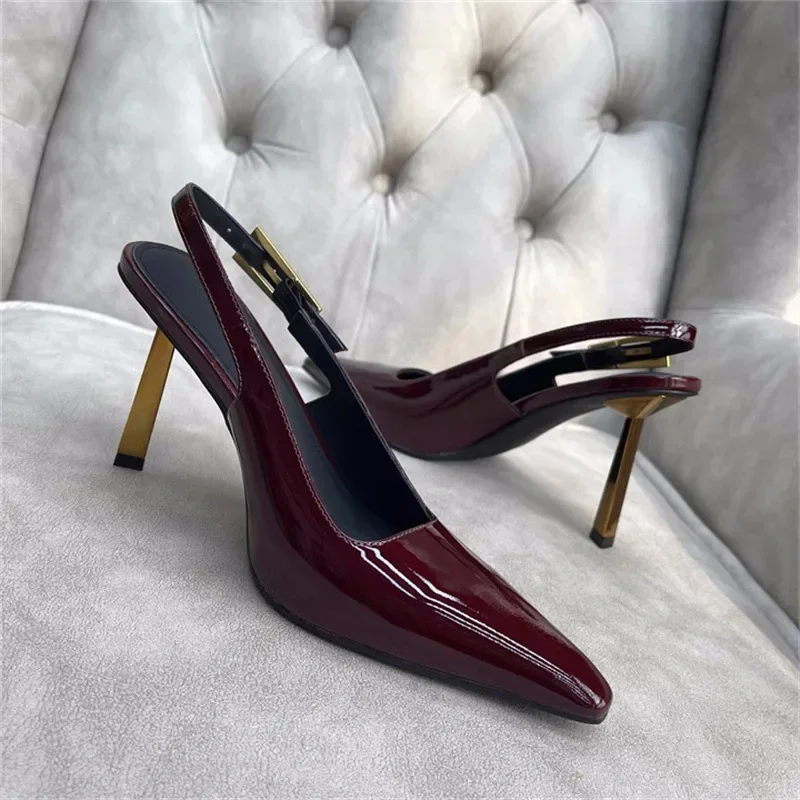 2023 Spring/Summer New Pointed Thin High Heel Sandals Fashion Baotou Sexy One Button Wedding Party Banquet Large Women\'s Sandals