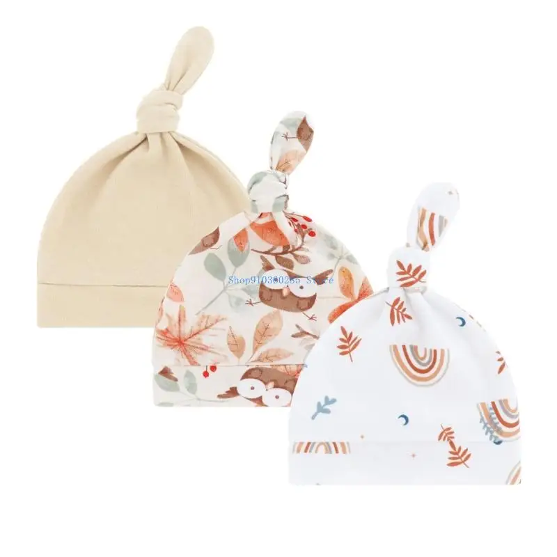 K9FF قبعات الجنين حديثي الولادة قبعة معقودة عصرية غطاء رأس دافئ هدية أغطية الرأس #3