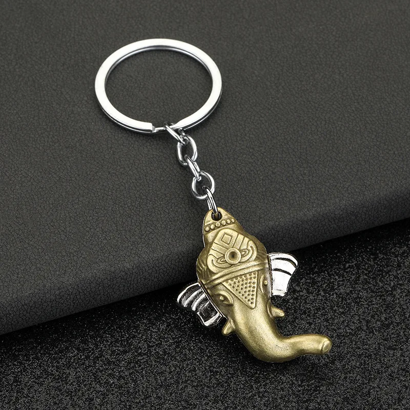 Creative and Personalized Elephant Head Car Keychain Elephant Head Keyring Couple Cartoon Backpack Pendant Event Gift