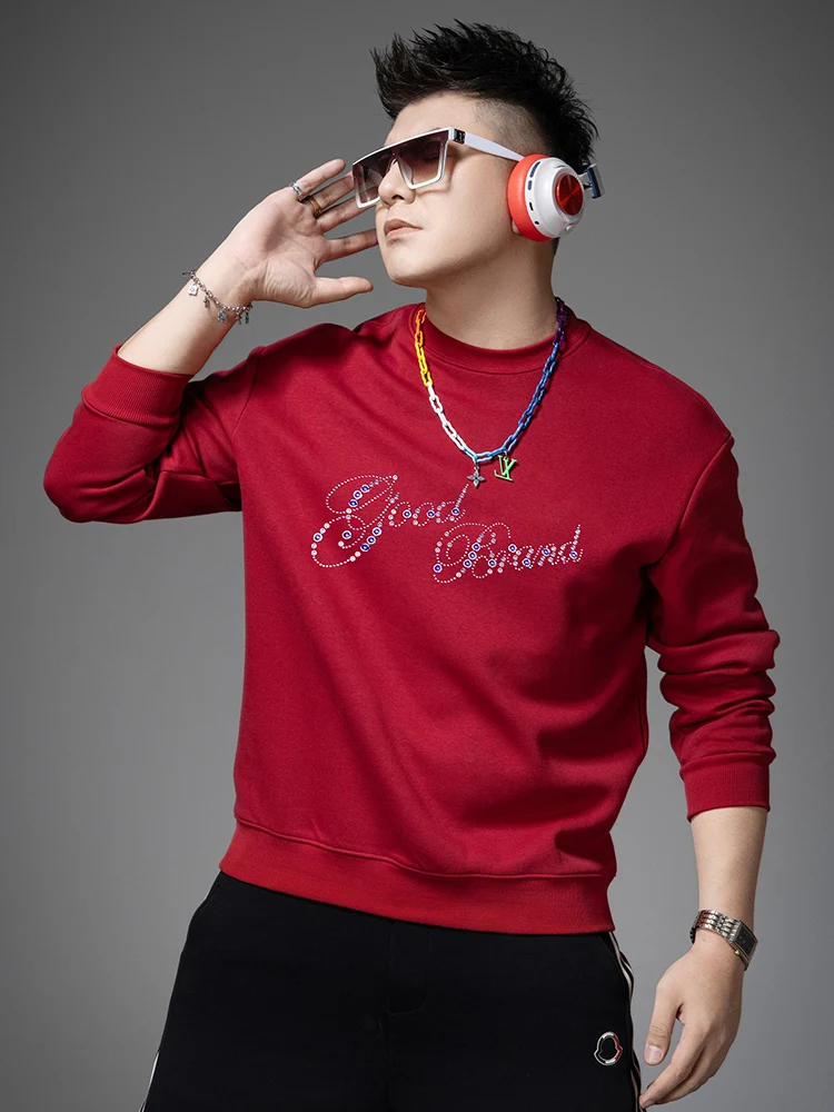 

Loose Fit round Ne Long Sve Men's Sweatirt Autumn Winter New Trendy Brand Lightweight Base Layer irt Jaet