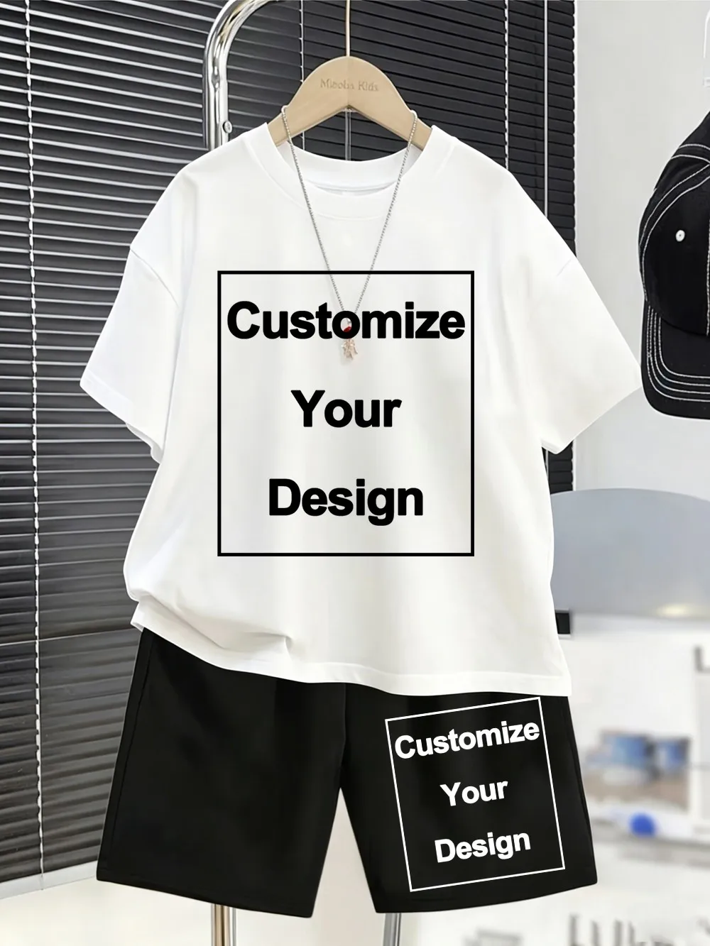

Customize Shorts Set Summer Cotton Mens T-Shirts Korean Oversize Tops Basic O-Neck Tees Pocket Pants Personalization DIY Clothes