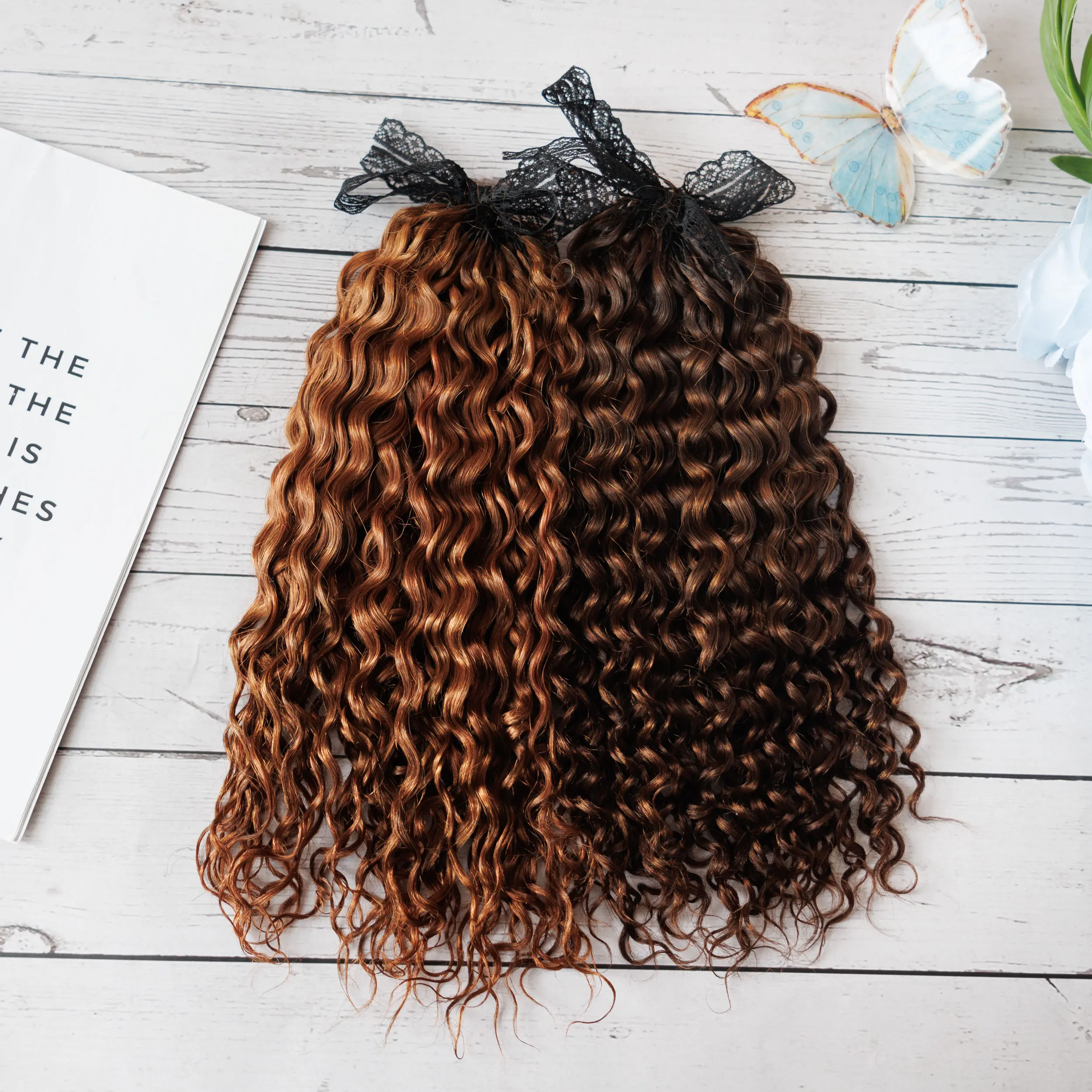 Pre Looped Feather Crochet Hair Extensions Boho Braids Water Wave Feathering Crochet Human Hair for Woman and Girl