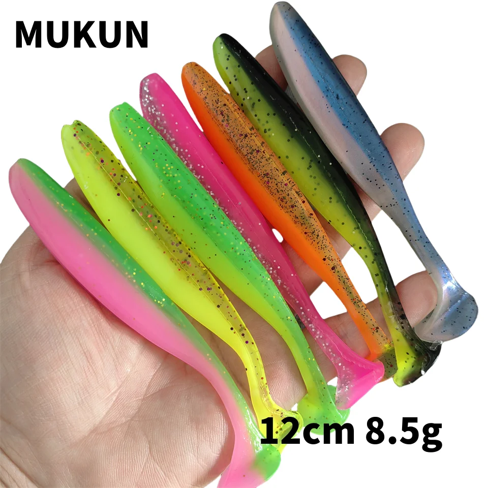 

MUKUN 5pcs 12cm 8.5g T-Tail Swimbait Silicone Soft Worm Bait Artificial Lure Wobbler For Sea or Freshwater Fishing Tackle