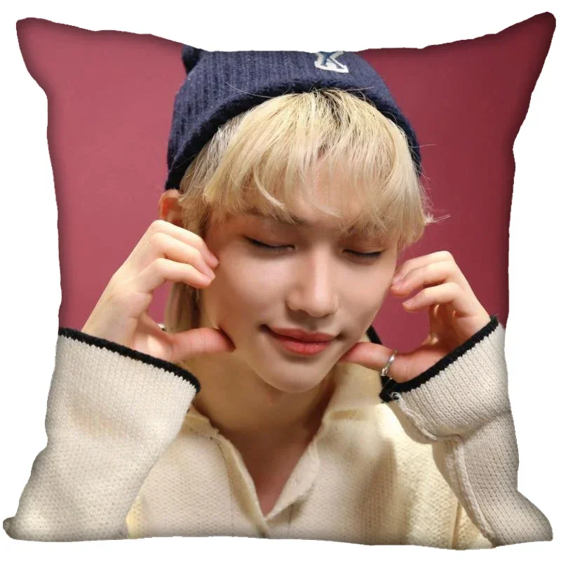 New Felix KPOP Pillow Cover Bedroom Home Office Decorative Pillowcase Square Zipper Pillow Cases Satin Soft No Fade