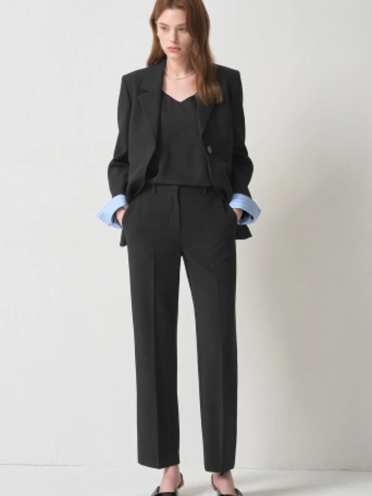 

Spring New Style Korean Version Tailored Business Suit Pants Two-Piece Set for Women High Waist Straight Leg Long Sleeve