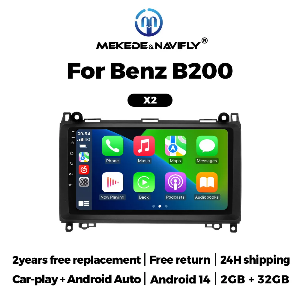 Android 14 Car Radio Wireless Carplay For Mercedes-Benz W169 W245 B200 W906 Sprinter W639 Navigation GPS Multimedia Video Player