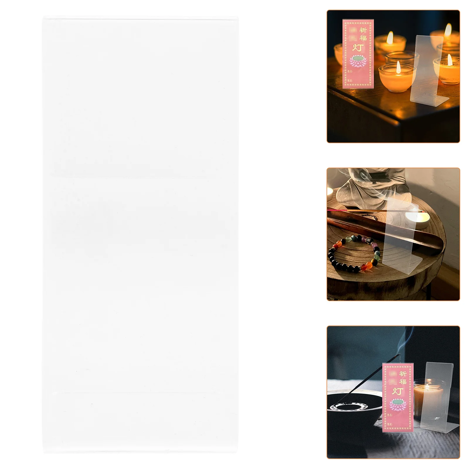 

3Pcs Clear Acrylic Sign Holders Slanted Back Picture Frame Stand for Prayer Papers Home Temple Meditation Center Use