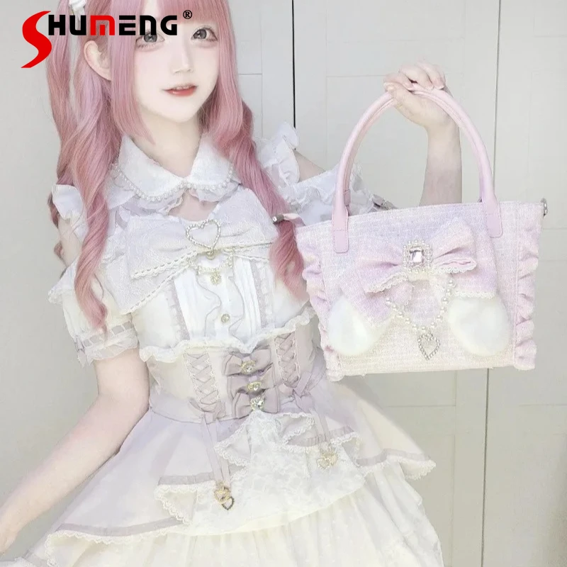 

Original Mass Production Japanese Lolita Style Lace Trim Beautiful Handbag Crossbody Bag Women Girls Daily Casual Shopping Bags