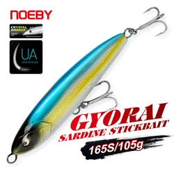 Noeby Stickbait Fishing Lure 165mm 105g± Sinking Wobble Pencil Reinforced Artificial Hard Bait Sea Tuna GT Fishing Lures