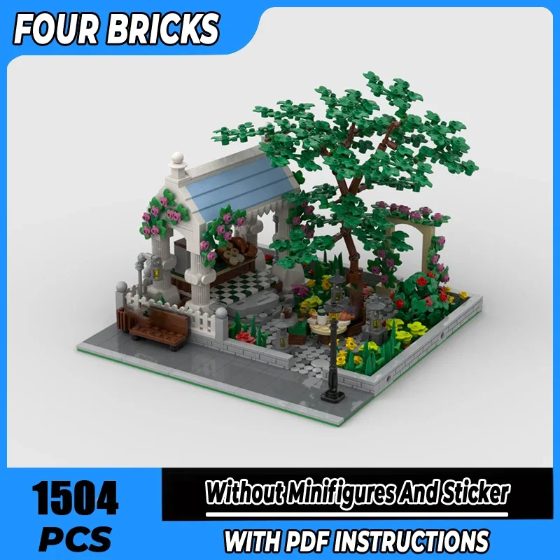 

Строительные блоки Moc, модульный сад с технологией кофейни, модульные кирпичи, модель, подарки, рождественские игрушки, наборы «сделай сам», сборка