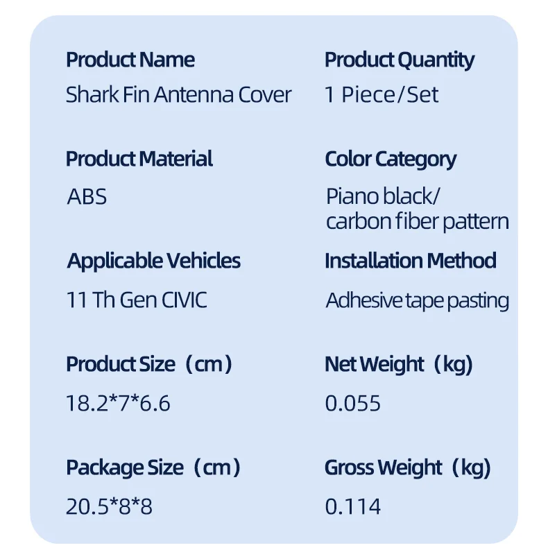 FÜR 2022 2023 2024 2025 11th CIVIC Shark Fin Antenne Dekorative Patch Schwarz Abdeckung Dach Antenne Abdeckung Dekorative Patch Abdeckung – Detail 9