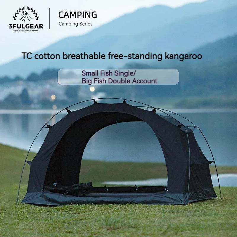 TechHP3F UL GEAR Camping TC Cotton Kangaro Tent 1-2 People 4 Seasons Outdoor Travel Breathable Waterproof Inner Tent With Floor