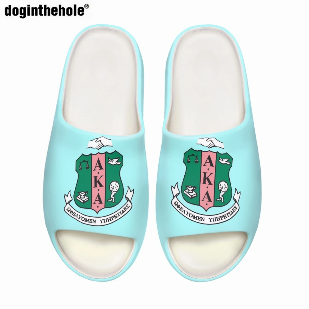 Doginthehole American Sisterhood Sorority Print Slippers for Women Summer Coconut Slippers Couple Home Outdoor Non-slip Sandals