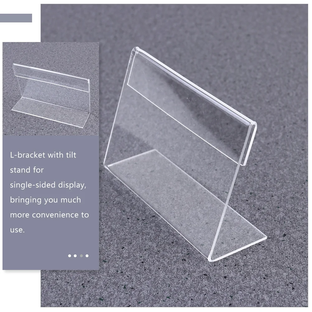 

25pcs Table Card Sign Holders Acrylic Display Stands Menu Shelf Reception Label Desk Work Clear Transparent Sign