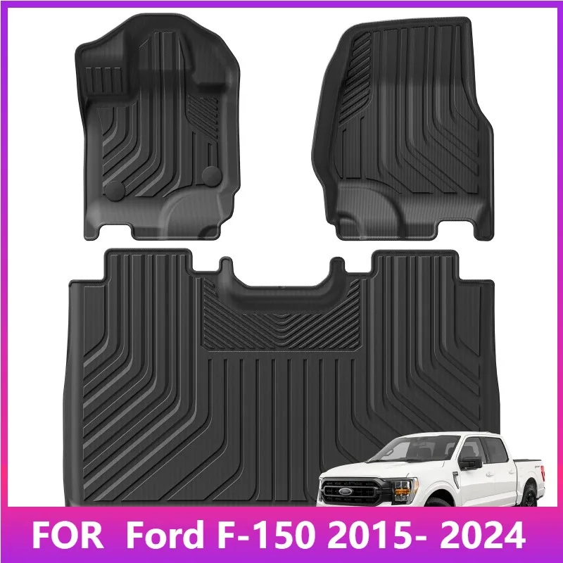 

For Ford F-150 F150 2015- 2024 (Not Fit Rear Seat With Under-Seat Fold Flat Storage) TPE 3D Car Floor Mats Left Rudder