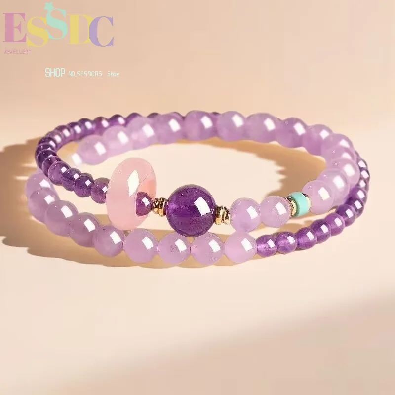 Best-selling fashion jewelry hot-selling model purple double circle bracelet for women light luxury design lavender stacking