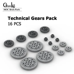 16PCS Technical Gears Pack for High-Tech MOC Building Block Bricks 10928 94925 3648 3649 Assortment Kit 8/16/24/40 Tooth Gears