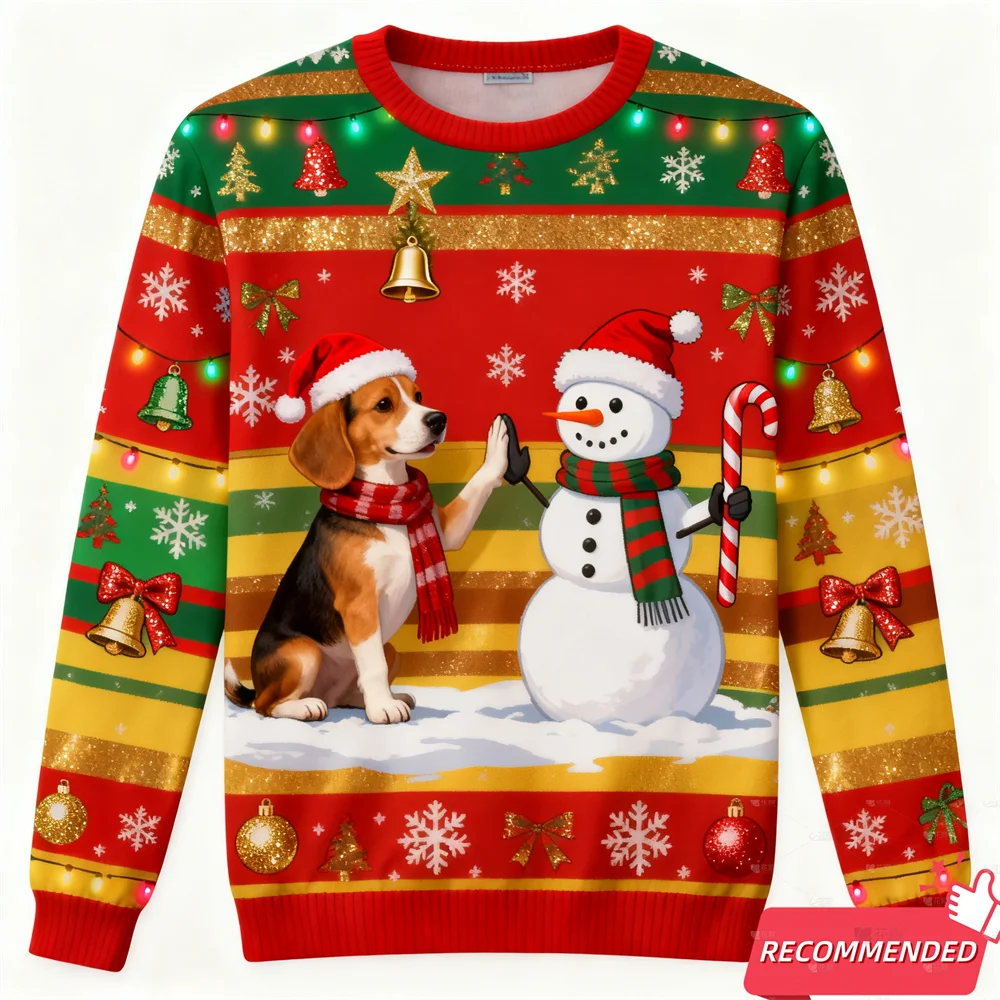 عيد الميلاد رجل سترة المرأة موضة مضحك البلوز ثلاثية الأبعاد كلاب أليفة طباعة للجنسين البلوز Harajuku سترة مضحكة غير رسمية Y2k القمم