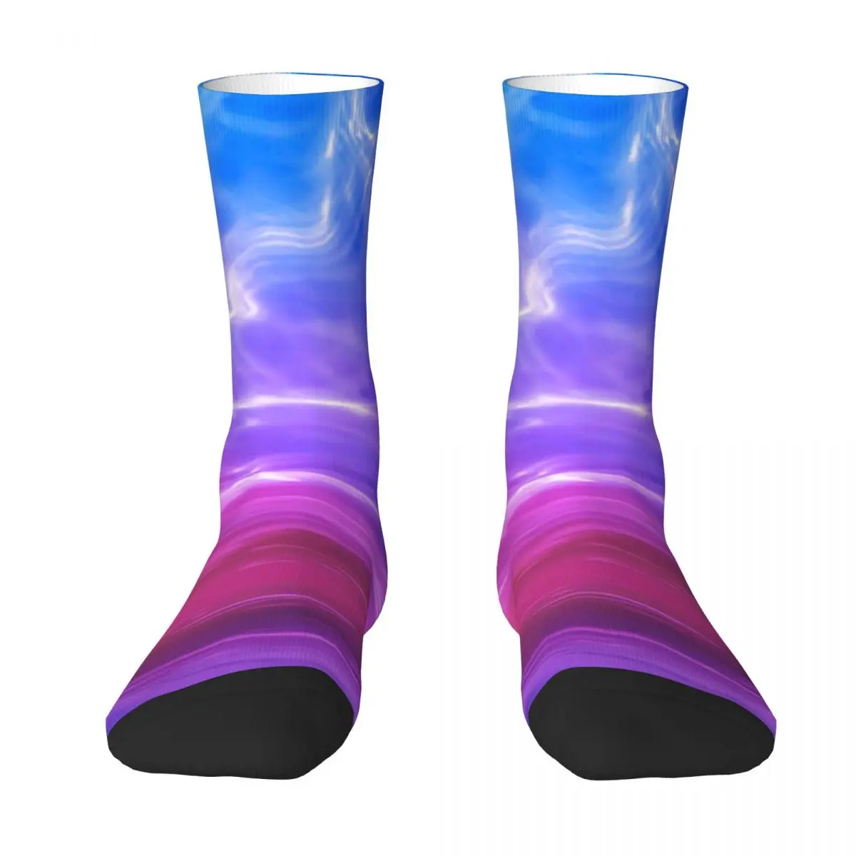 Blue Pink Purple Liquid Stockings Women Men Abstract Art Socks Quality Socks Autumn Running Anti Bacterial Graphic Socks Gift