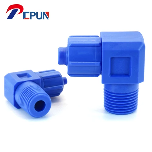 Conector de plástico de ajuste rápido, protección contra la corrosión, rosca azul de traquea, juntas de codo, accesorios rápidos neumáticos de PL8-02