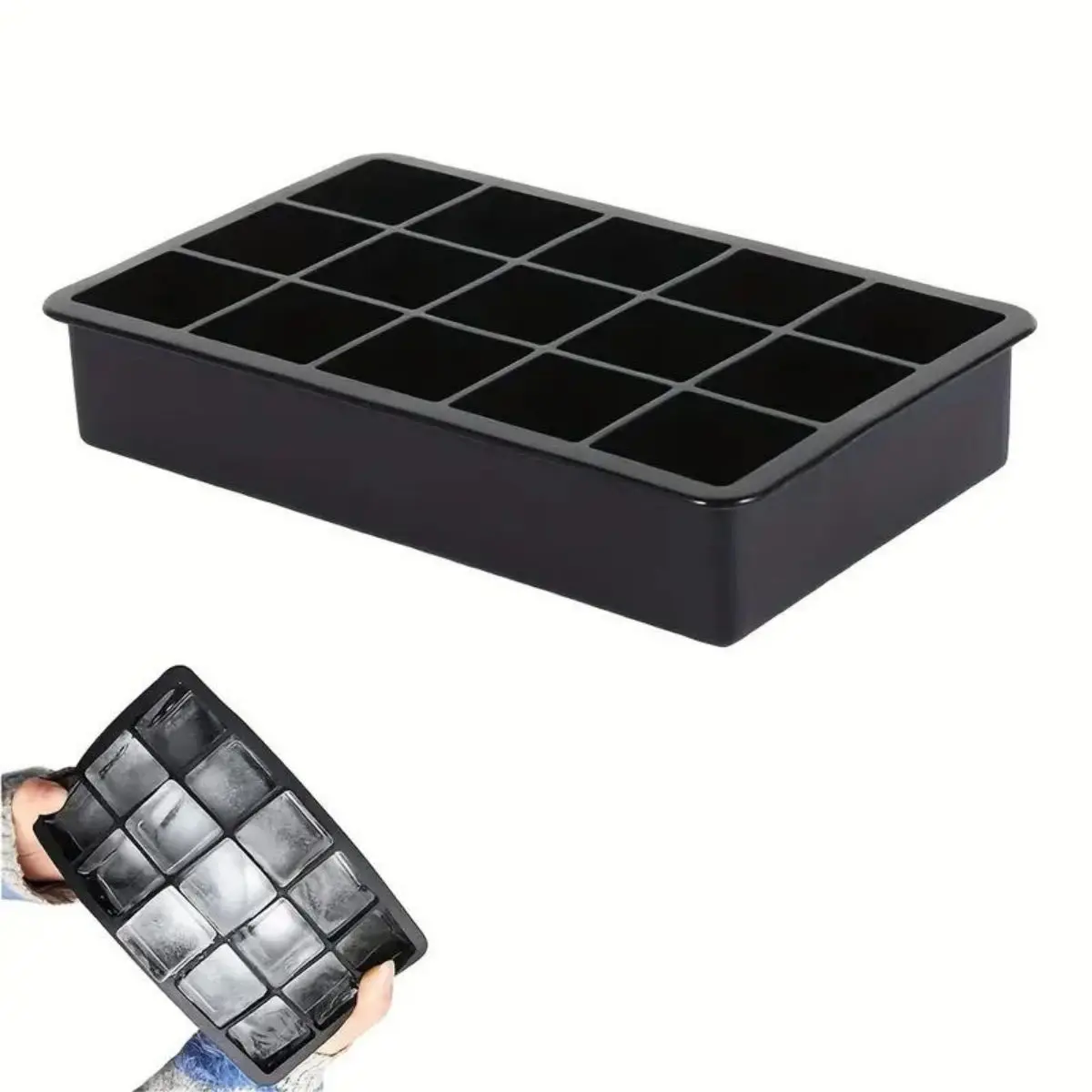 Ice cube tray with lid, 15 ice cubes per plate for easy release, BPA free reusable, can be used for whiskey, chocolate, juice