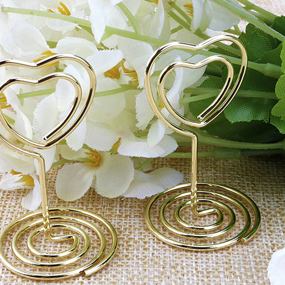 

20pcs Metal Card Holders Clips 50mm Heart Shape Base Rose Gold Memo Note Picture Frame Table Number Stand Display